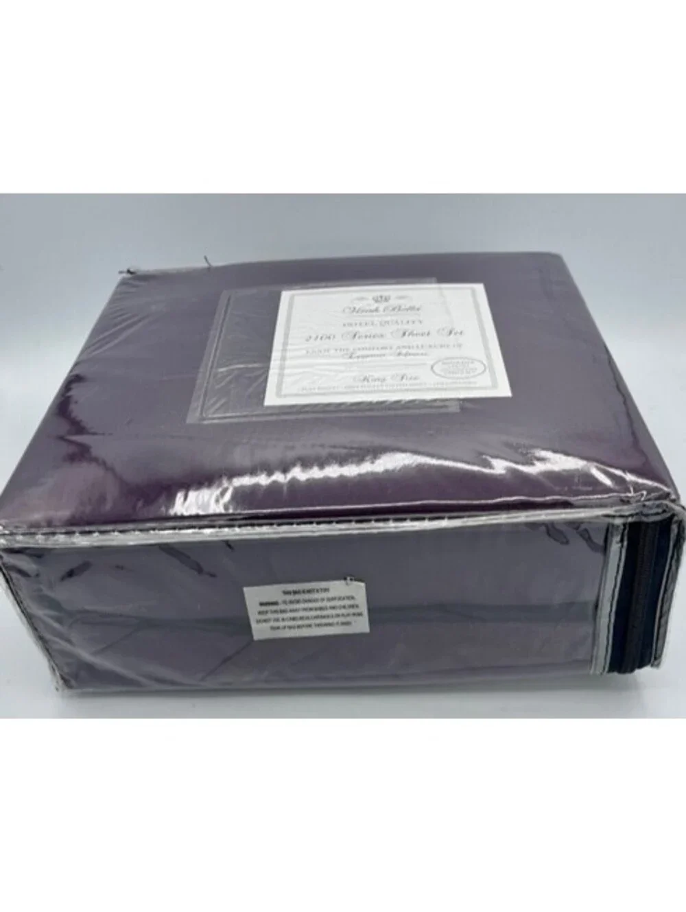 Virah Bella Platinum 2400 Series King Sheet Set 4 Pillowcases In Deep Purple NIB
